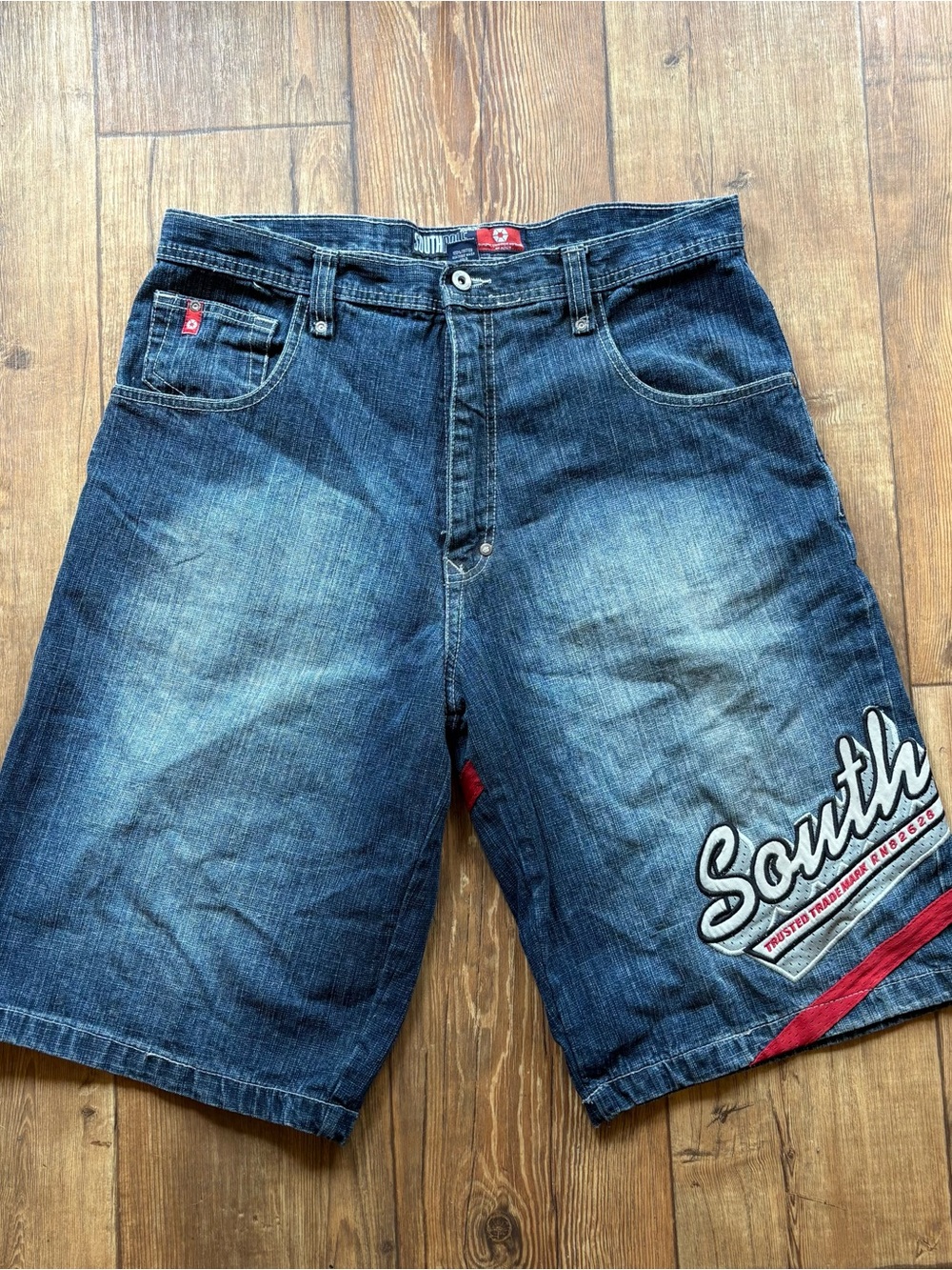 South Pole Dark Blue Denim Shorts with Red Trim